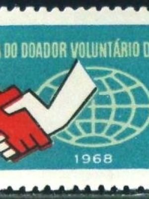 Selo postal do Brasil de 1968 Doador de Sangue M