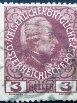 Selo postal da Áustria de 1908 Emperor Joseph II 3 U sev