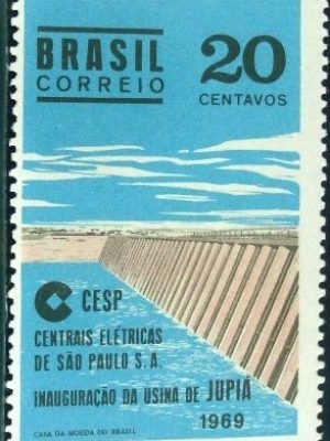Selo postal do Brasil de 1969 Usina de Jupiá N