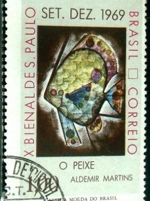 Selo postal do Brasil de 1969 O Peixe