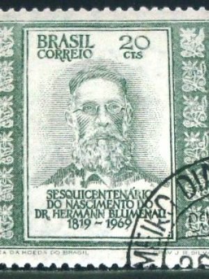 Selo postal do Brasil de 1969 Hermann Blumenau