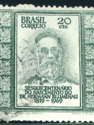 Selo postal do Brasil de 1969 Hermann Blumenau