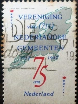 Selo postal da Holanda de 1987 Map of the Netherlands