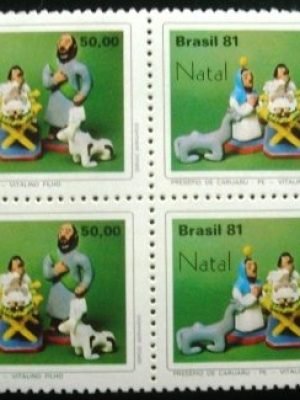Quadra de selos do Brasil de 1981 Presépio Caruaru/PE