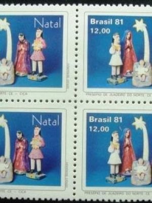 Quadra de selos do Brasil de 1981 Presépio Juazeiro do Norte / CE