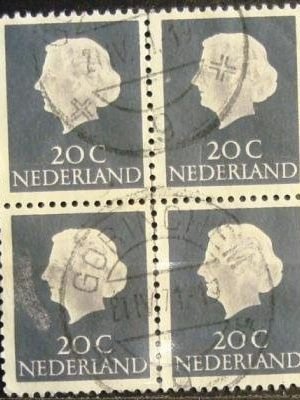 Quadra de selos da Holanda de 1954 Queen Juliana 20