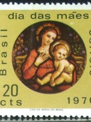 Selo postal do Brasil de 1970 Madonna
