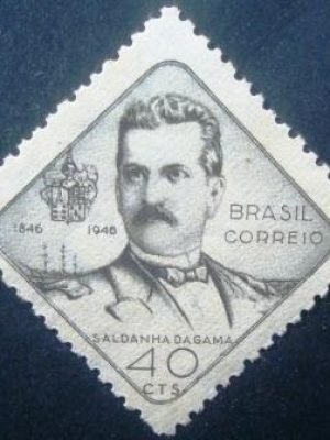 selo postal do Brasil de 1946 Saldanha da Gama - C 212 U