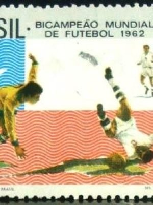 Selo postal do Brasil de 1970 Garrincha e Masopust