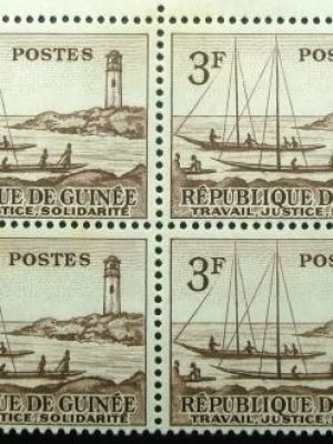 Quadra de selos postais da Guiné de 1959 Tamara Lighthouse 3
