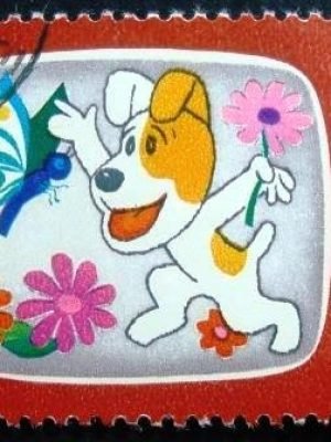 Selo postal da Polônia de 1975 Reksio the dog