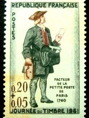 Selo postal da França de 1961 Factor of the small post of Paris 1760