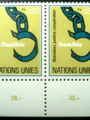 Par de selos postais das Nações Unidas de Genebra de 1978 Namíbia 0