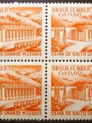 Quadra de Selos postais do Brasil de 1956 Usina Salto Grande