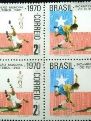 Quadra de selos do Brasil de 1970 Brasil Tricampeão 2