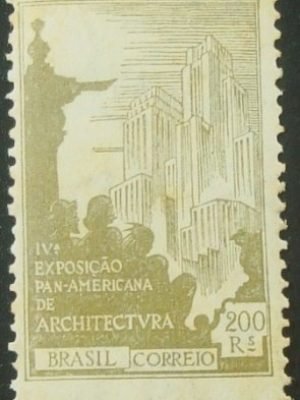 Selo postal do Brasil de 1930 Congresso Arquitetura 200rs