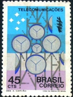 Selo postal do Brasil de 1972 Telecom - C 734 U