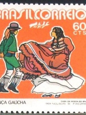 Selo postal do Brasil de 1972 Dança Gaúcha - C 745 N