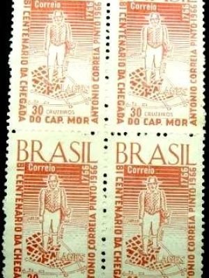 Quadra de selos postais do Brasil de 1966 Antonio Correia Pinto
