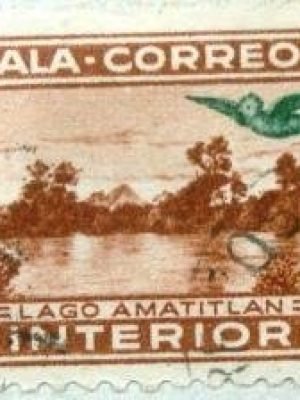 Selo postal da Guatemala de 1935 Lake Amatitlán