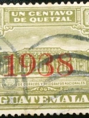 Selo postal da Guatemala de 1938 G.P.O. and Telegraph building 1 red