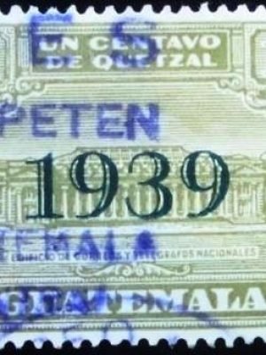 Selo da Guatemala de 1939 GPO and Telegraph building overprinted black