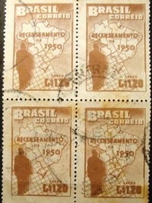 Quadra de selos postais aéreos do Brasil de 1950 - A 77 U