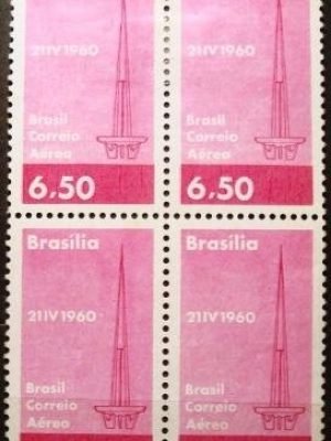 Quadra de selos postais aéreos do Brasil de 1960 Torre de TV