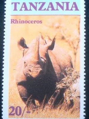 Selo postal da Tanzânia de 1986 Black Rhinoceros