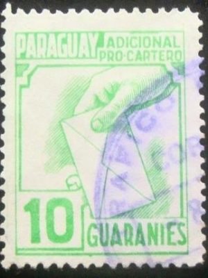 Selo postal do Paraguai de 1986 Support the postman 3 Y