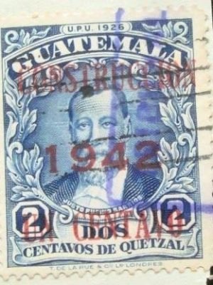 Selo postal da Guatemala de 1942 President Justo Rufino Barrios 1c