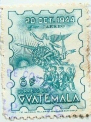 Selo postal da Guateemala de 1945 Allegory of the Revolution 6