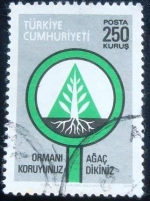 Selo postal da Turquia de 1977 Stylized Tree