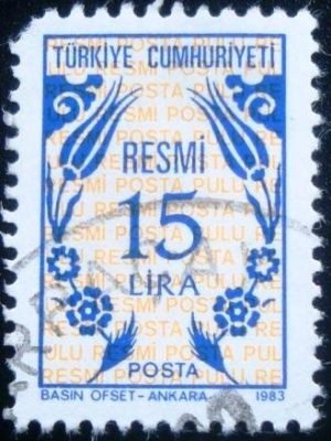 Selo postal da Turquia de 1983 On Service 15