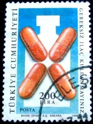 Selo postal da Turquia de 1988 No Drug Abuse 200