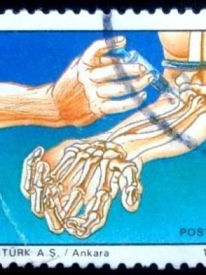 Selo postal da Turquia de 1990 Drugs