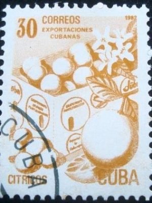 Selo postal de Cuba de 1982 Citrus fruit