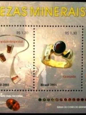 Bloco postal do Brasil de 2001 Topázio e Granada