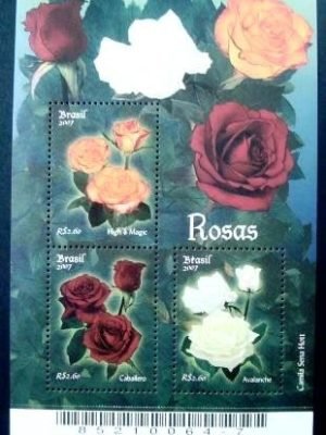 Bloco postal do Brasil de 2007 Rosas