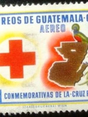 Selo postal da Guatemala de 1958 Map and Quetzal