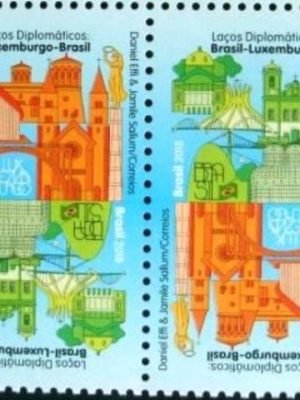 Par de selos postais do Brasil de 2018 Brasil-Luxemburgo