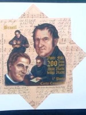 Selo postal do Brasil de 2018 Joseph Mohr e Franz Xaver Gruber