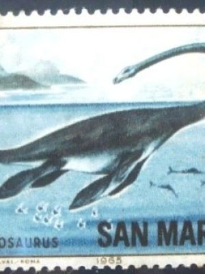 Selo postal de San Marino de 1965 Elasmosaurus