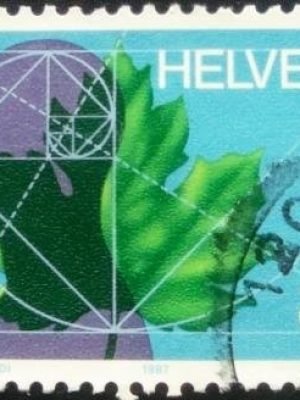 Selo postal da Suiça de 1987 Human leave & graphics