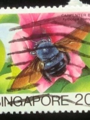 Selo postal de Singapura de 1985 Blue Carpenter Bee