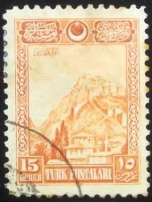 Selo postal da Turquia de 1926 Fortress of Ankara 15