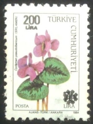 Selo postal da Turquia de 1990 Cyclamen