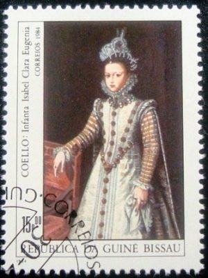 Selo postal da Guiné Bissau de 1984 The Infanta Isabel Clara Eugenia