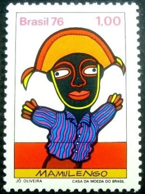Selo postal do Brasil de 1976 Mamulengo