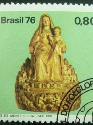 Selo postal do Brasil de 1976 N.S. Monte Serrat